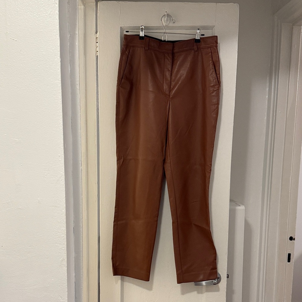 Aritzia Babaton - Cognac Brown Vegan Leather Pants
